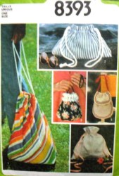 8393 1978  HOBO, DRAWSTRING  HANDBAGS SIZES PATTERN UNCUT